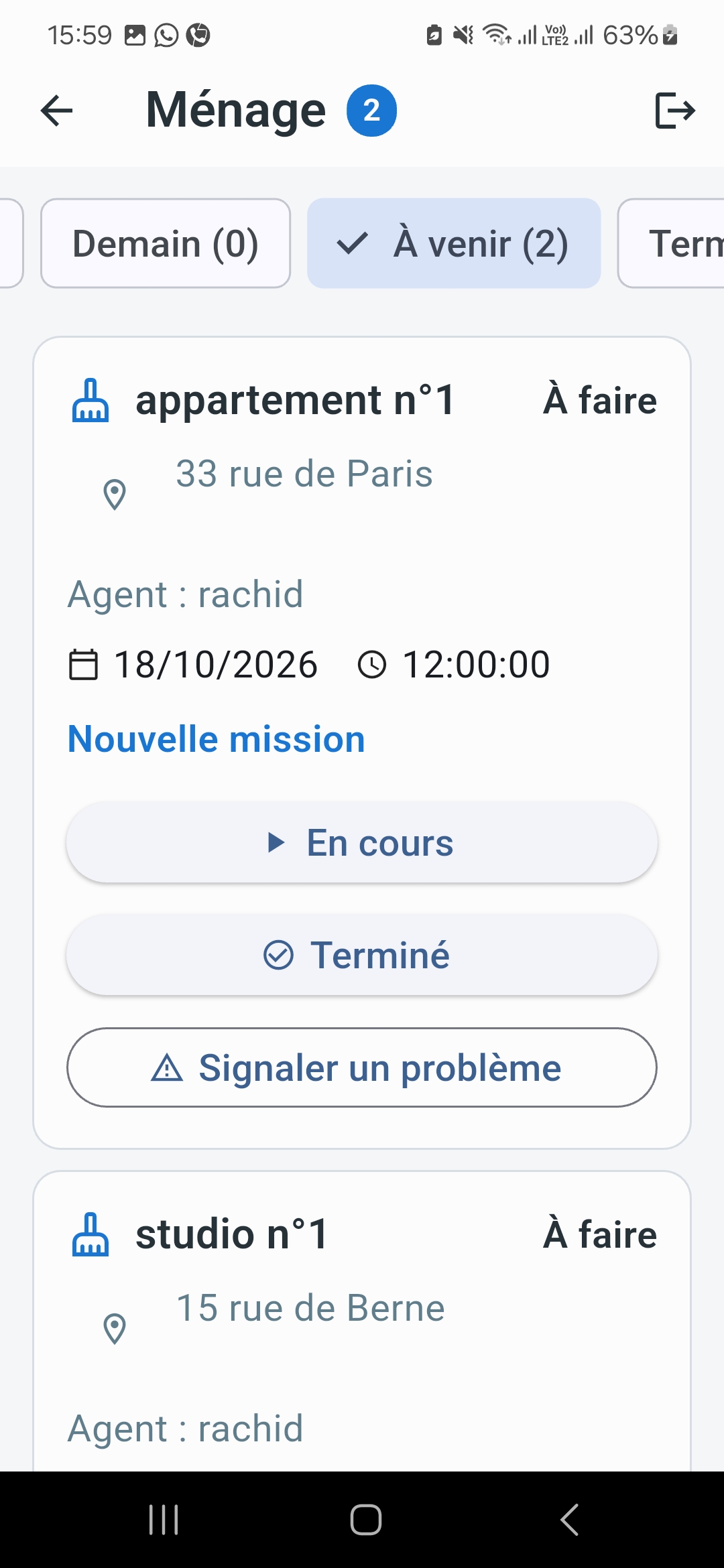 Gestion des missions de ménage ArganStay